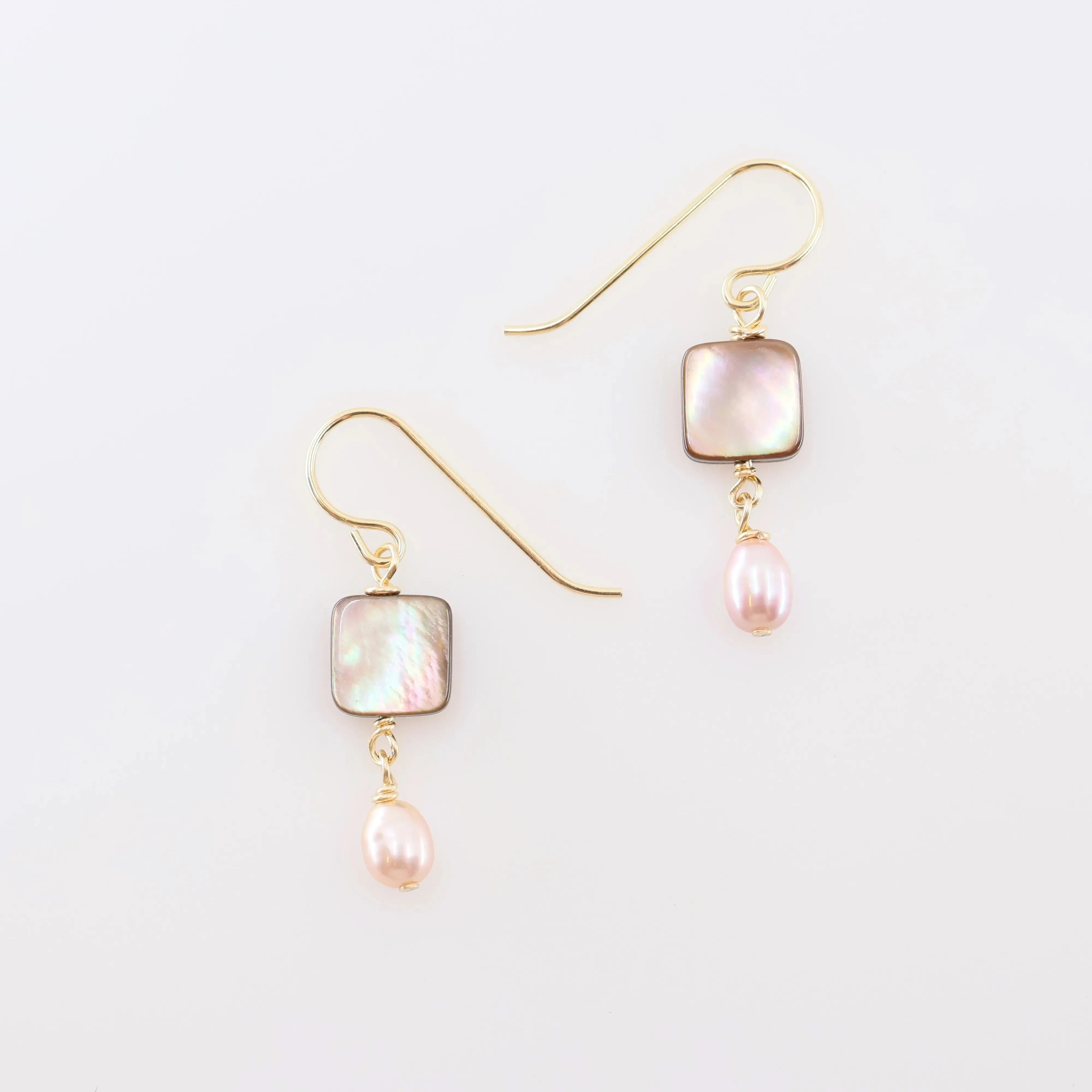 Abalone & Pink Pearl Earrings