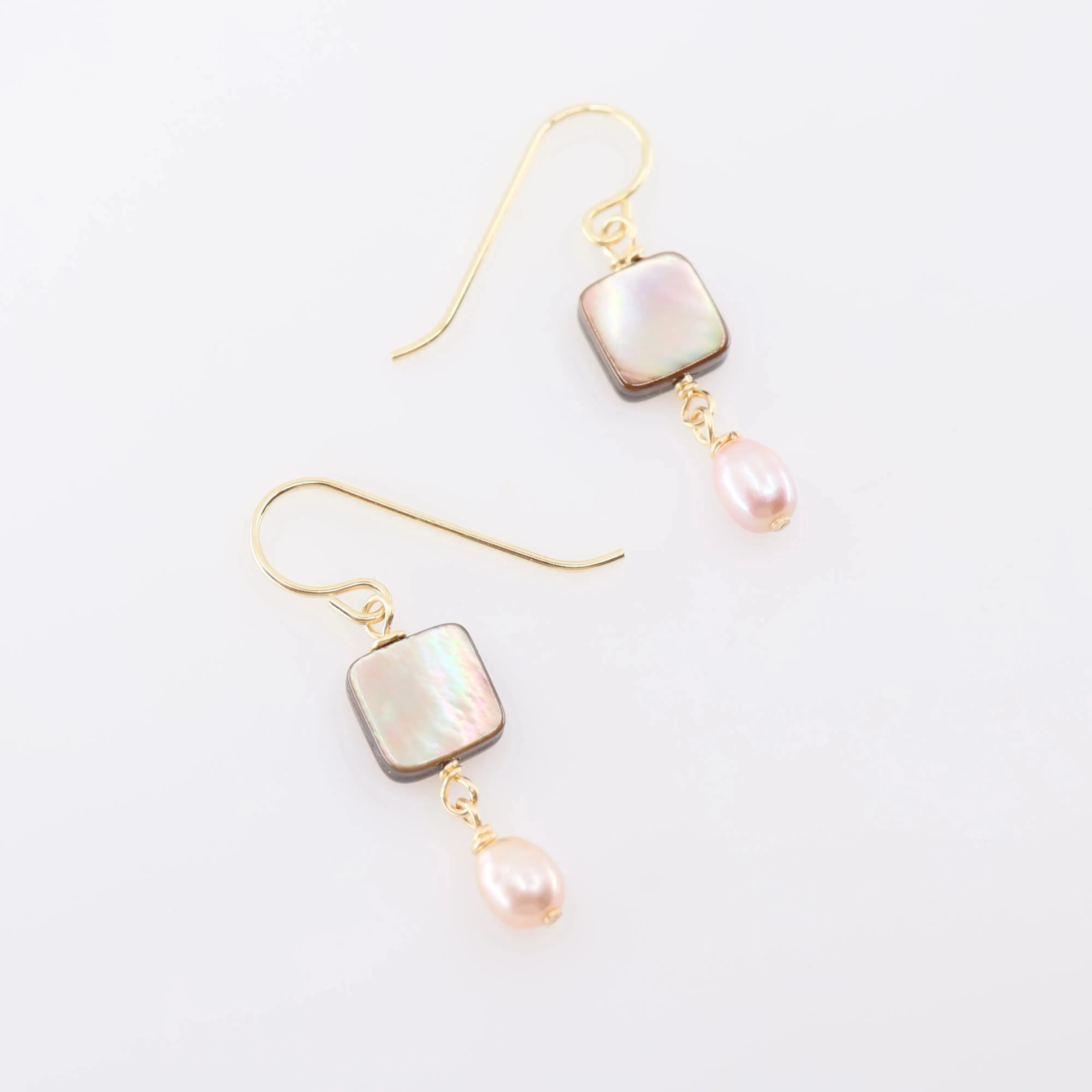 Abalone & Pink Pearl Earrings