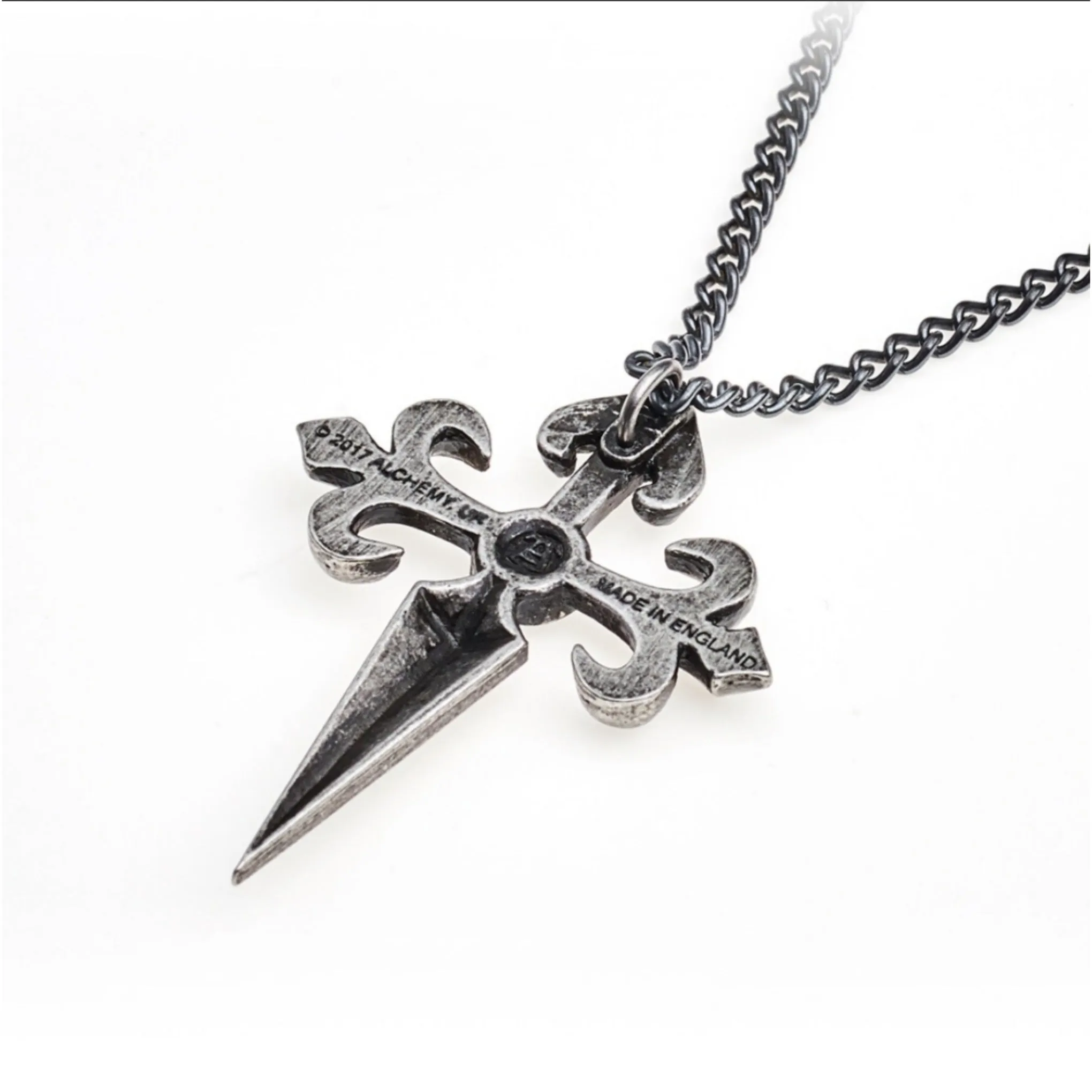 Alchemy Gothic Santiago Cross Pendant | Hematite Cabochon