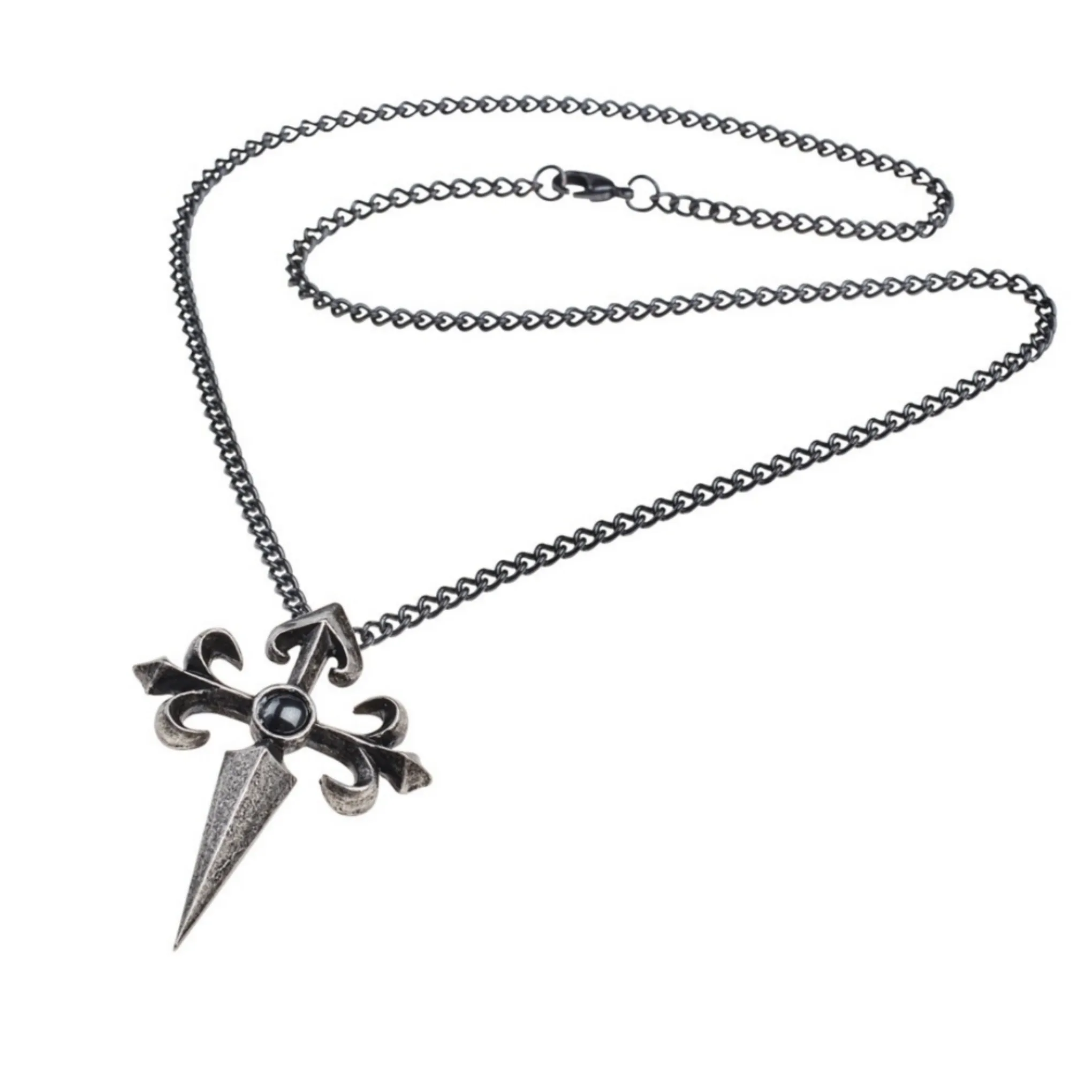 Alchemy Gothic Santiago Cross Pendant | Hematite Cabochon
