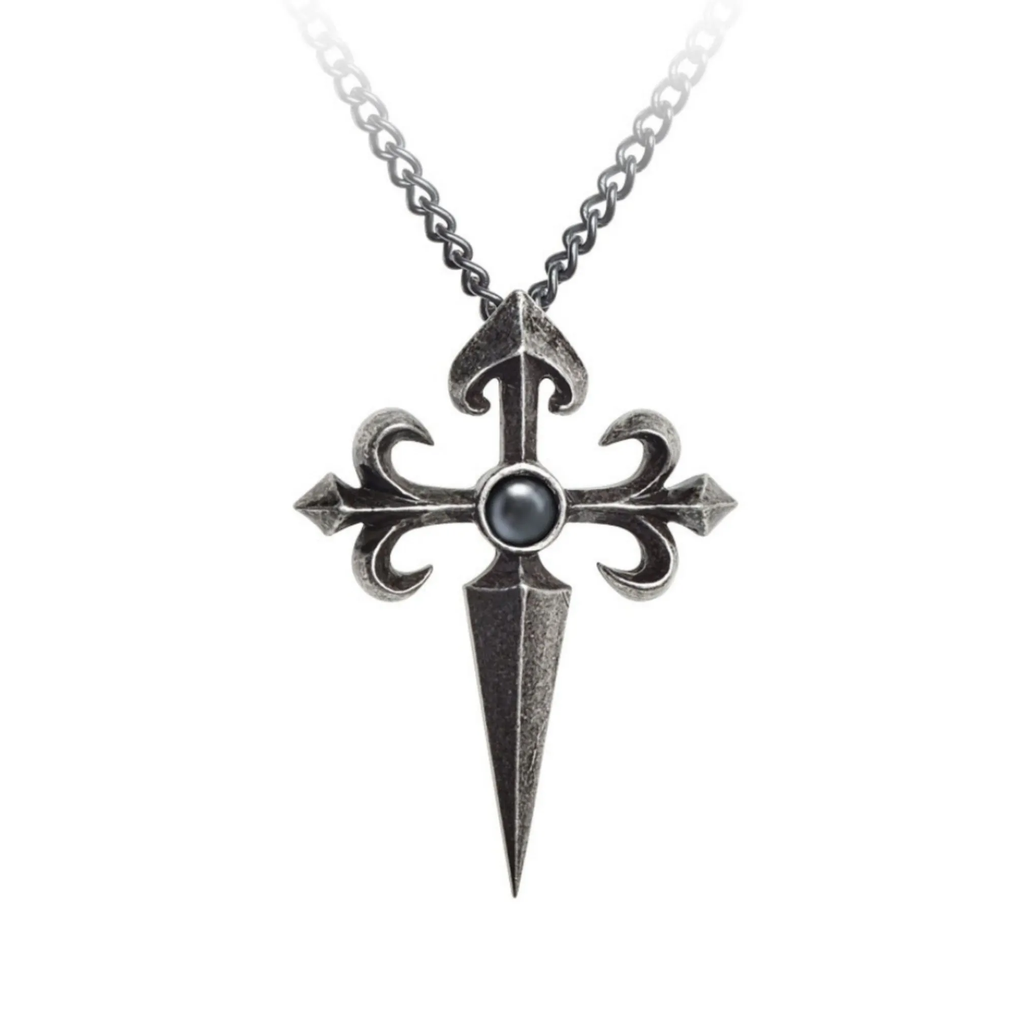 Alchemy Gothic Santiago Cross Pendant | Hematite Cabochon