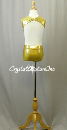 Custom Shimmery Gold Connected 2 Piece Top and Trunk