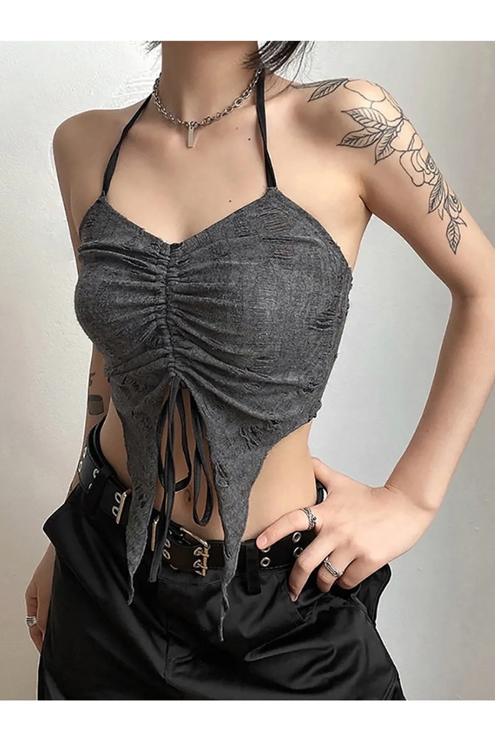 Fairy Grunge Long Sleeve Open Shoulders Crop Top