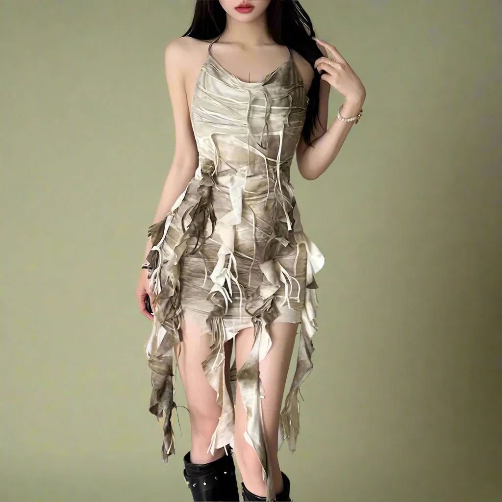 Fairycore Ethereal Ruffle Mesh Mini Dress