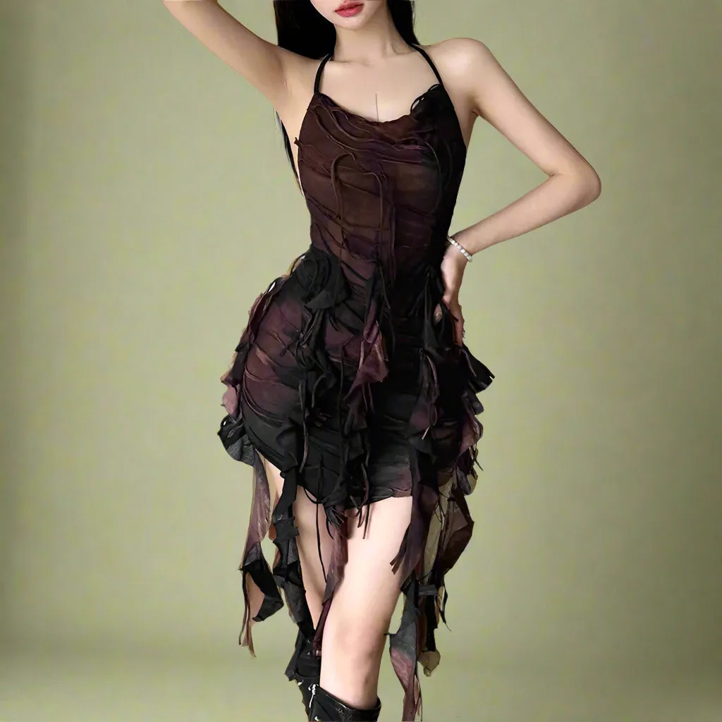 Fairycore Ethereal Ruffle Mesh Mini Dress