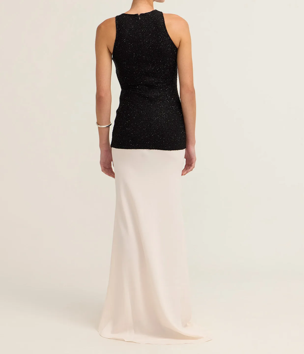 Gabrielle Dress in Black and Ivory