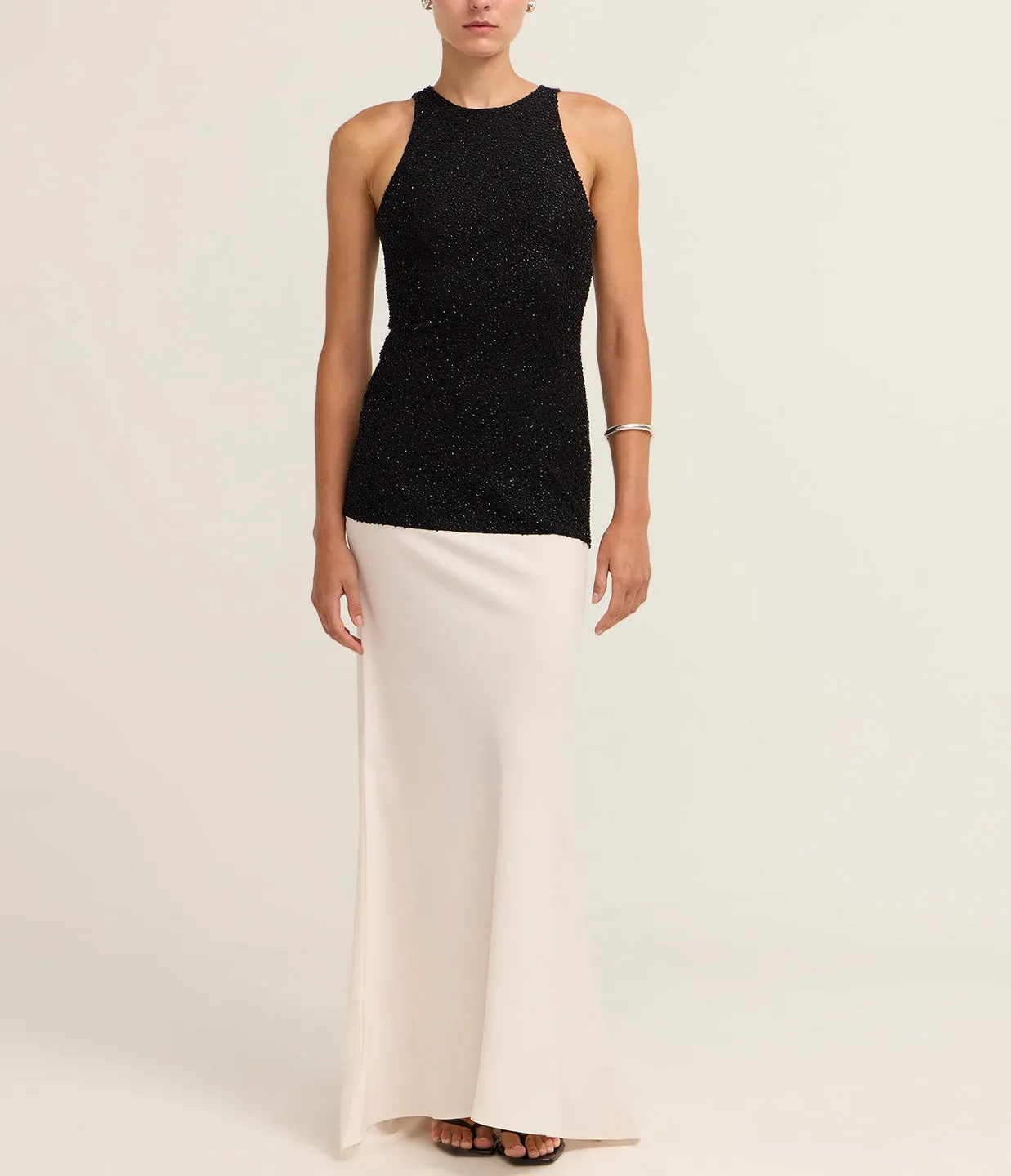 Gabrielle Dress in Black and Ivory