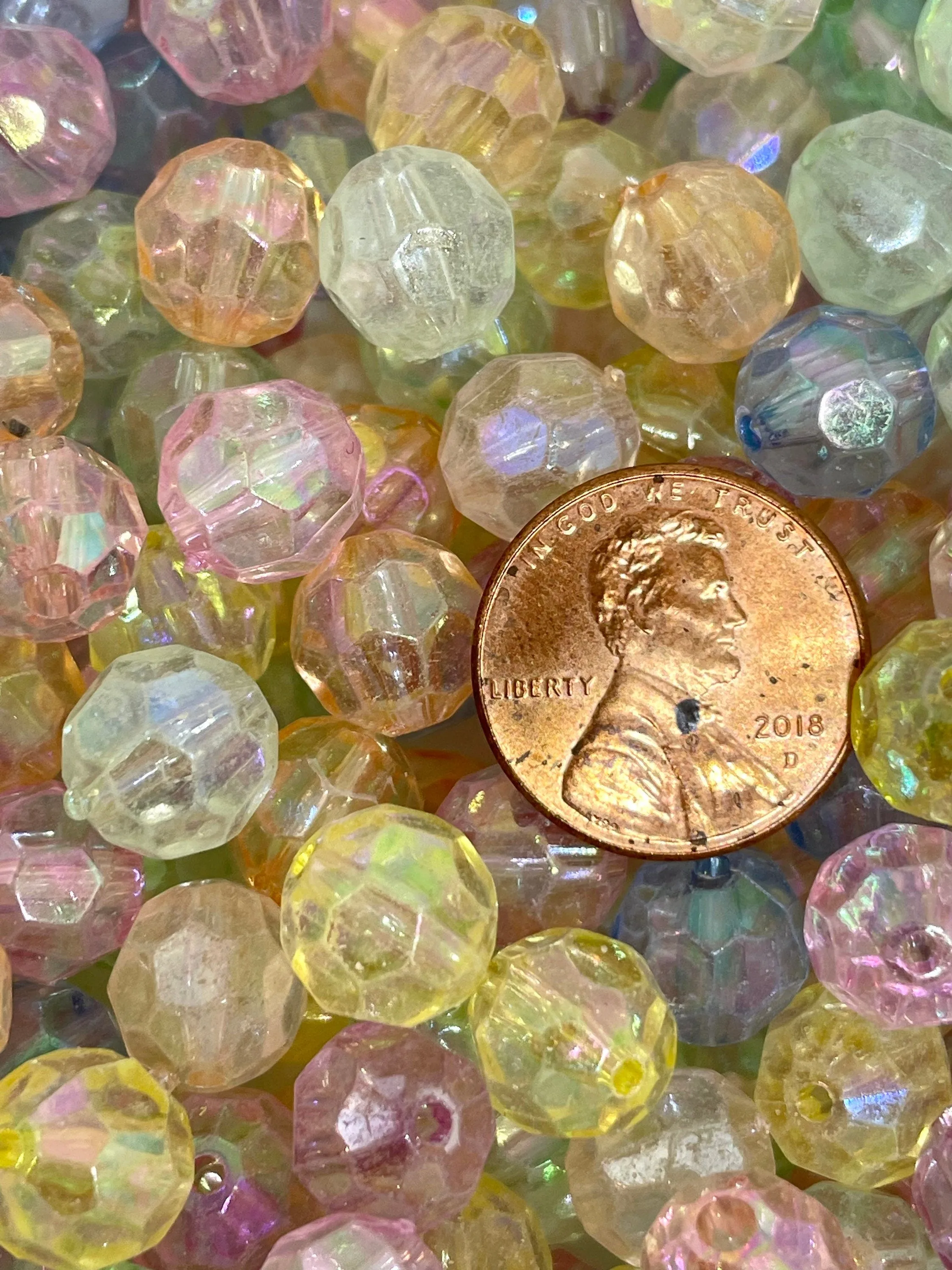 Iridescent Faceted AB Beads