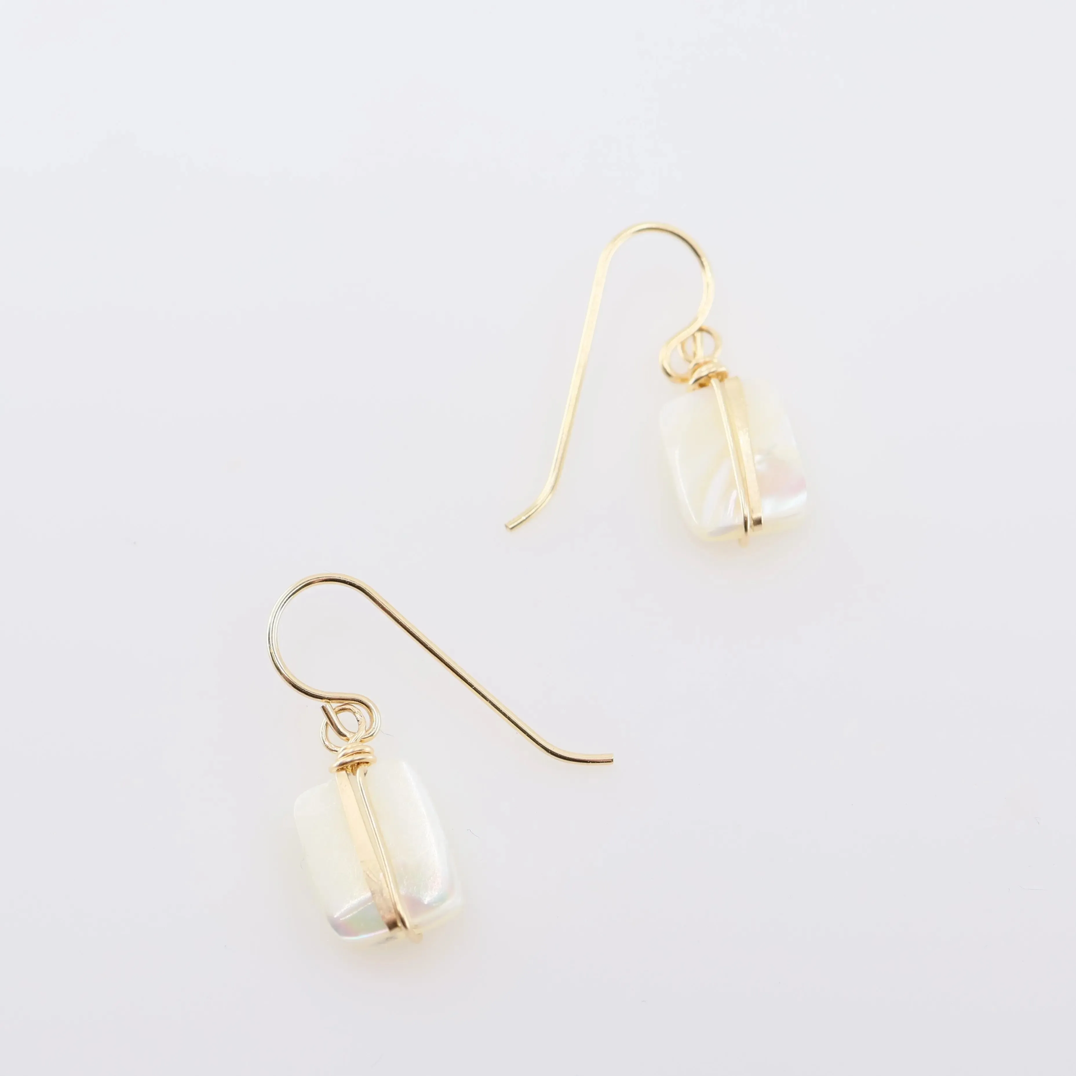 Mother of Pearl Earrings with Forged Bar Accent