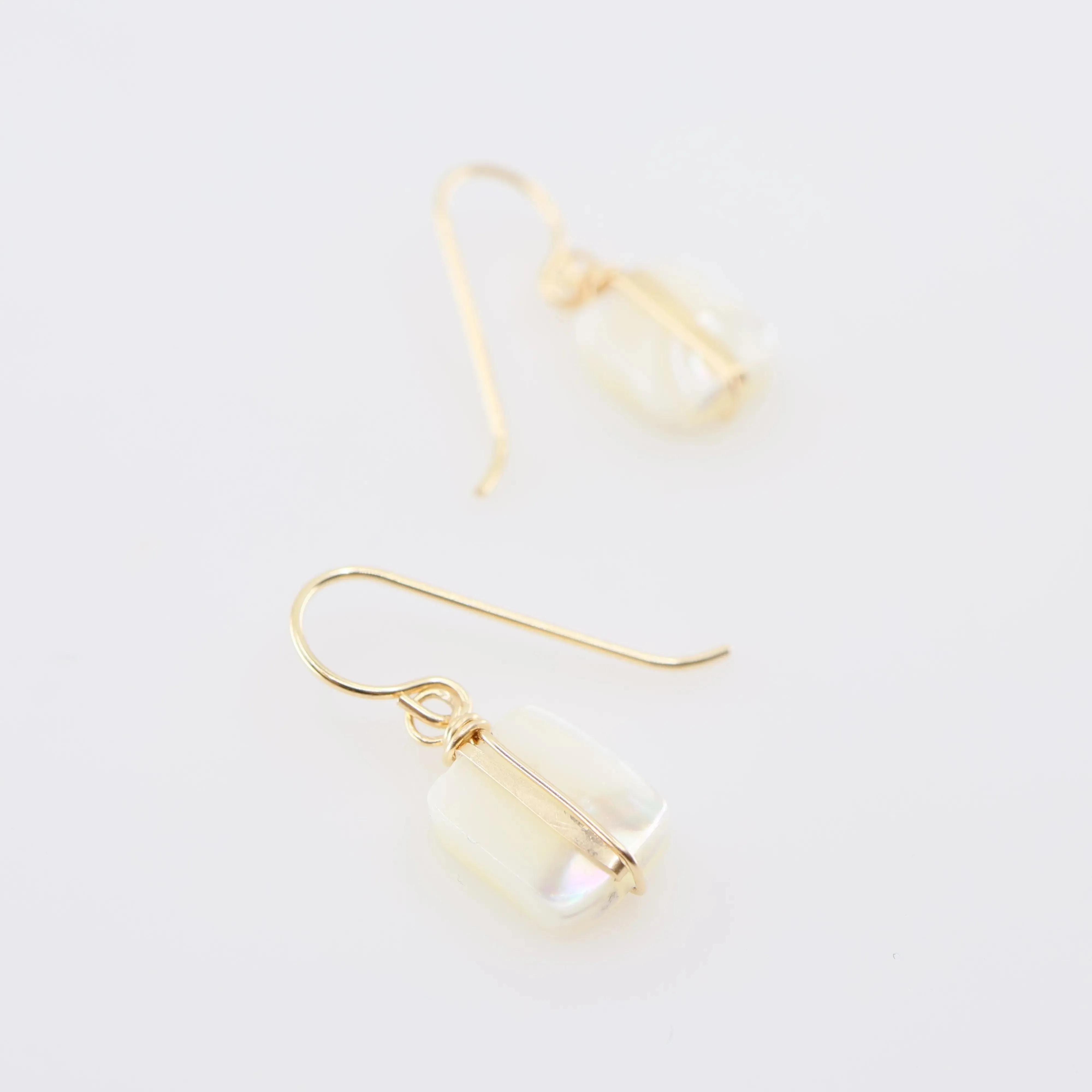Mother of Pearl Earrings with Forged Bar Accent