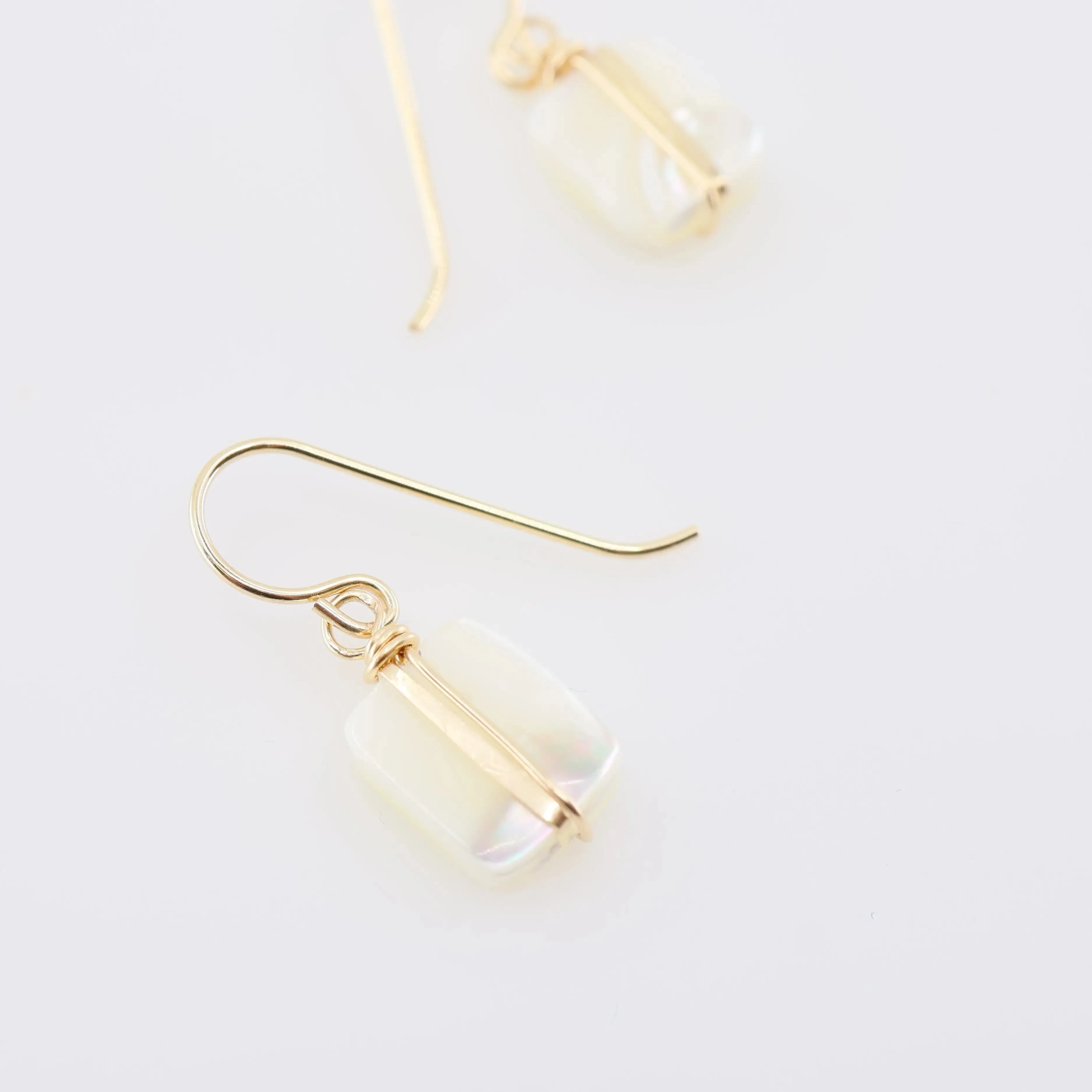 Mother of Pearl Earrings with Forged Bar Accent