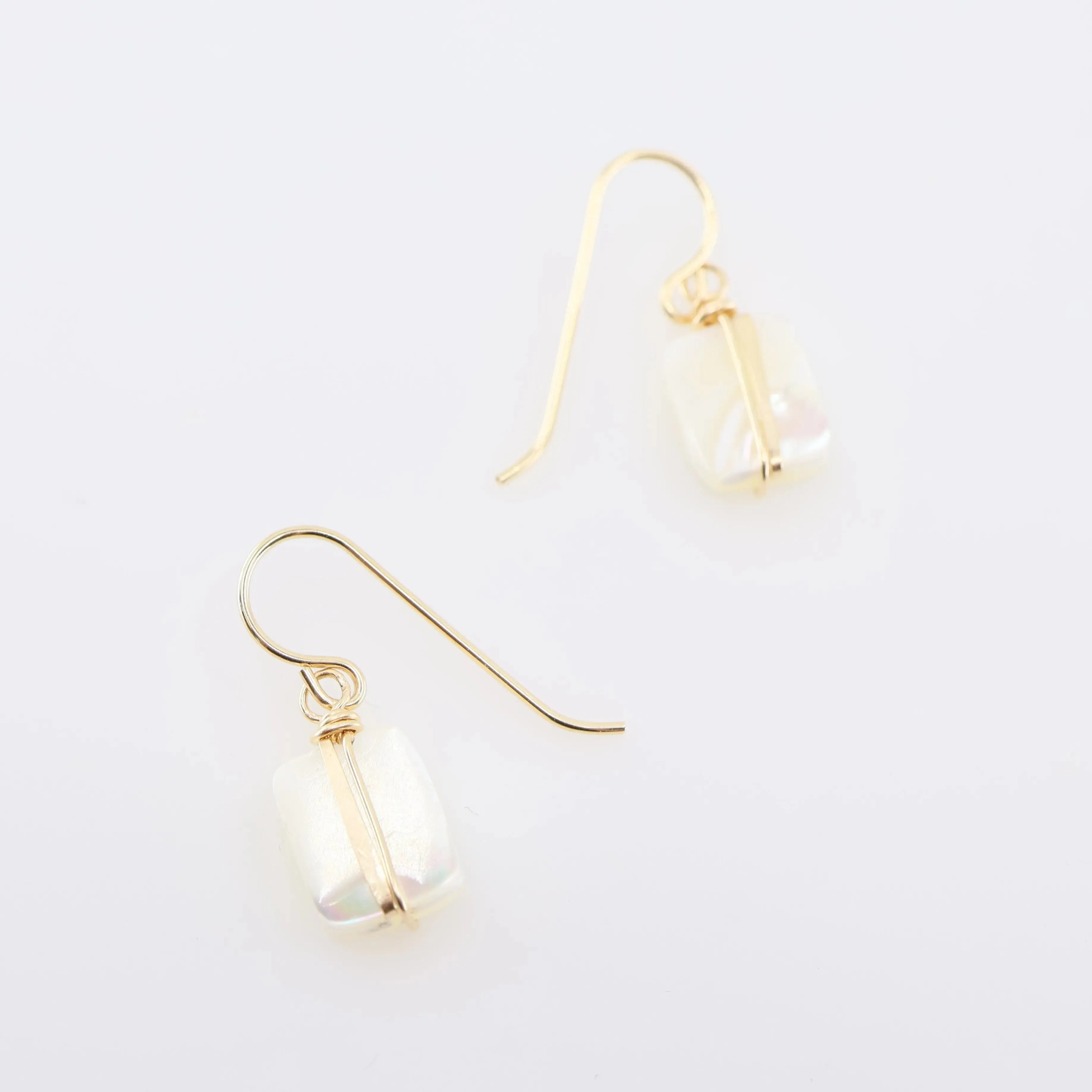 Mother of Pearl Earrings with Forged Bar Accent
