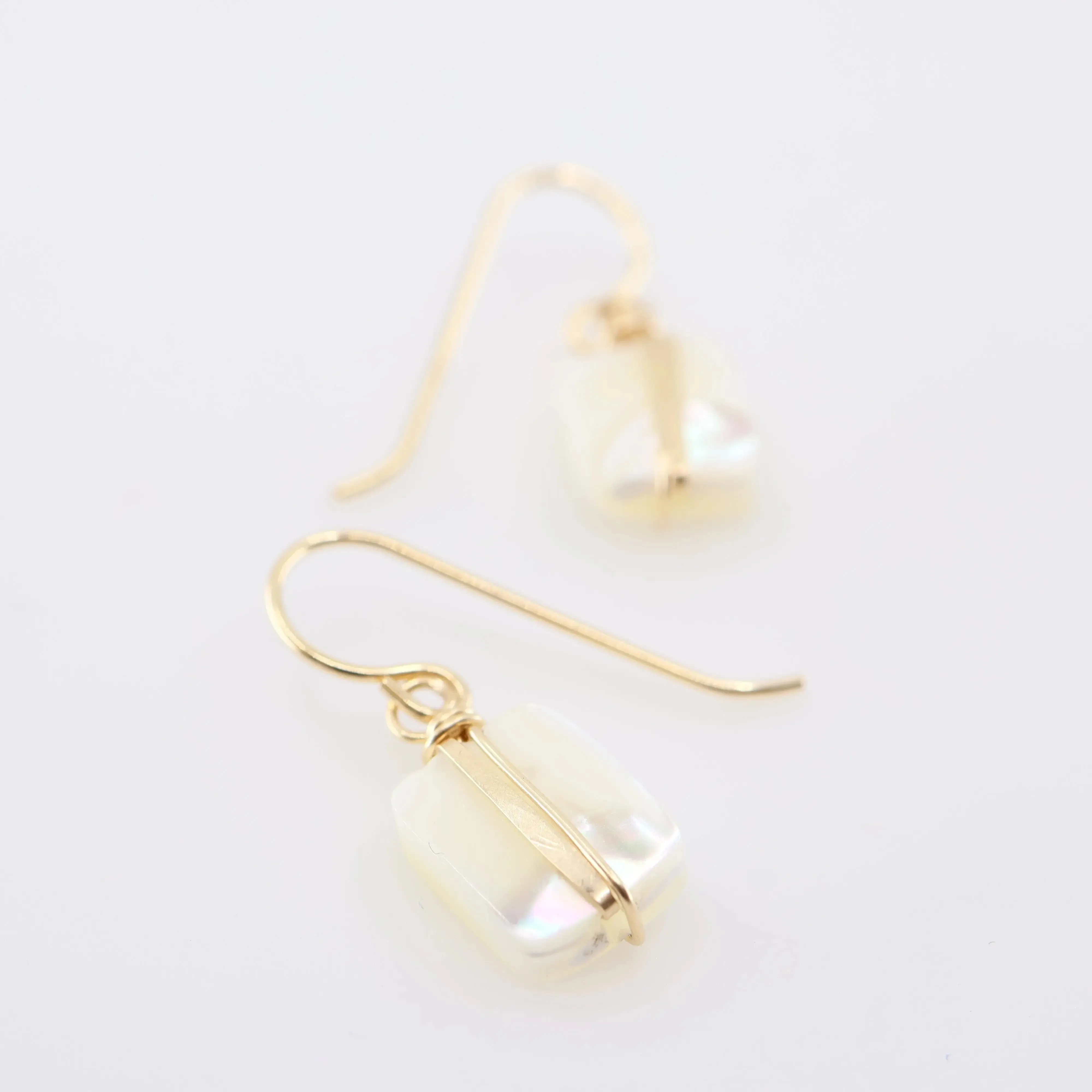 Mother of Pearl Earrings with Forged Bar Accent