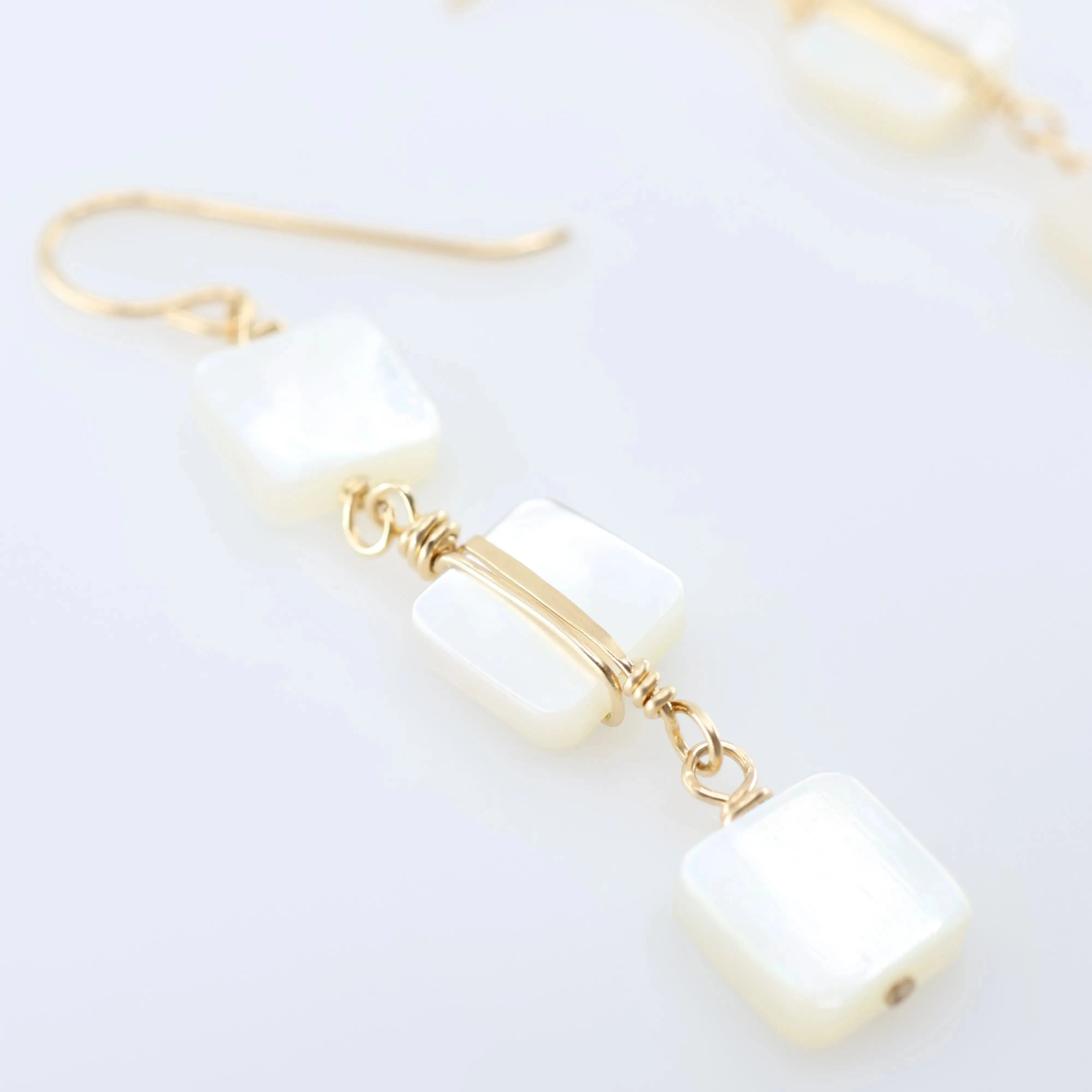 Mother of Pearl Triple Drop Earrings