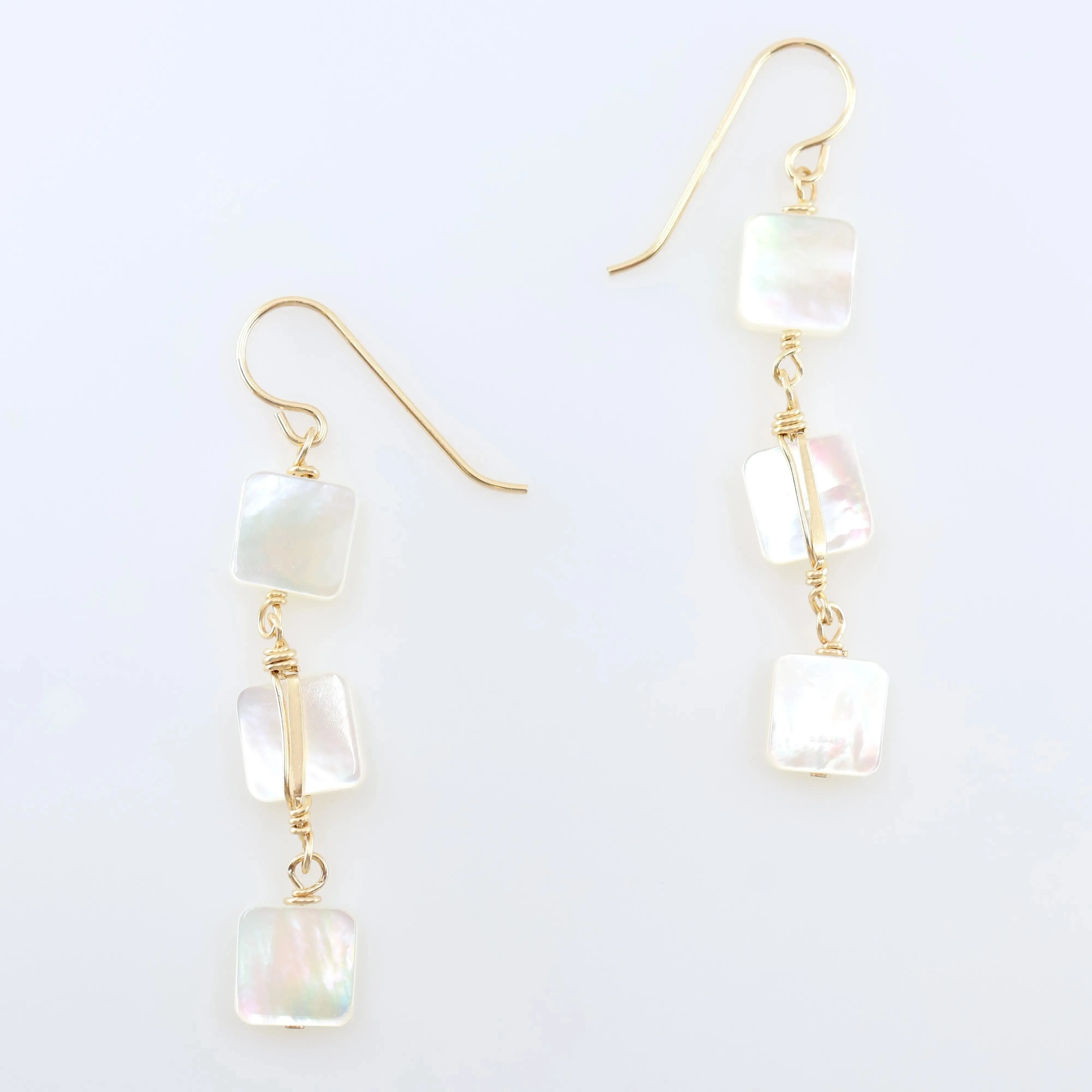 Mother of Pearl Triple Drop Earrings