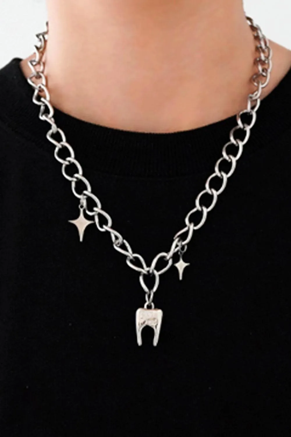 Steel Molar Tooth Grunge Chain Necklace
