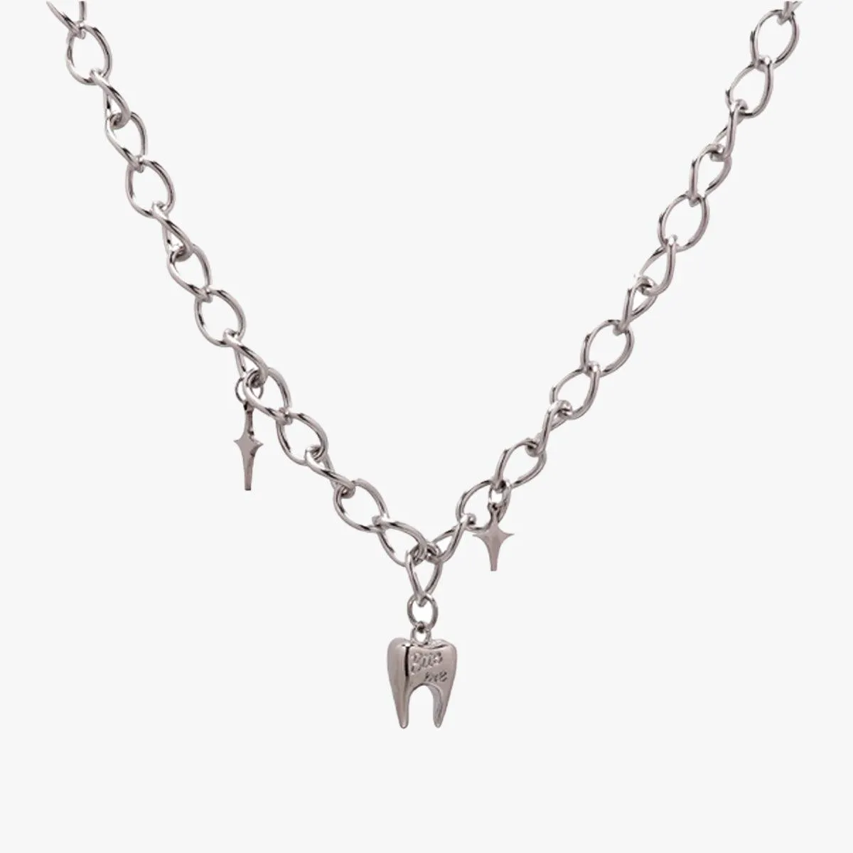 Steel Molar Tooth Grunge Chain Necklace