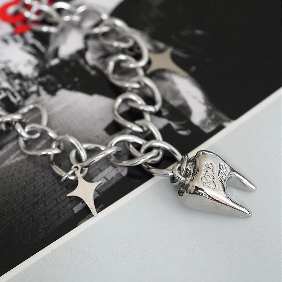 Steel Molar Tooth Grunge Chain Necklace