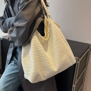 UAKISS  - All Match High-capacity Y2k Aesthetic Tote Bags Korean Grunge Crochet Handbags Women Simple Casual Fashion Shoulder Underarm Bag