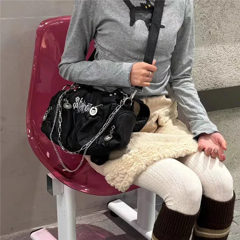 UAKISS  -  Women Y2k Grunge Shoulder Bag Commuter Vintage Motor Punk Handbags Harajuku Gothic Large Underarm Bags High-capacity 2024 Trend